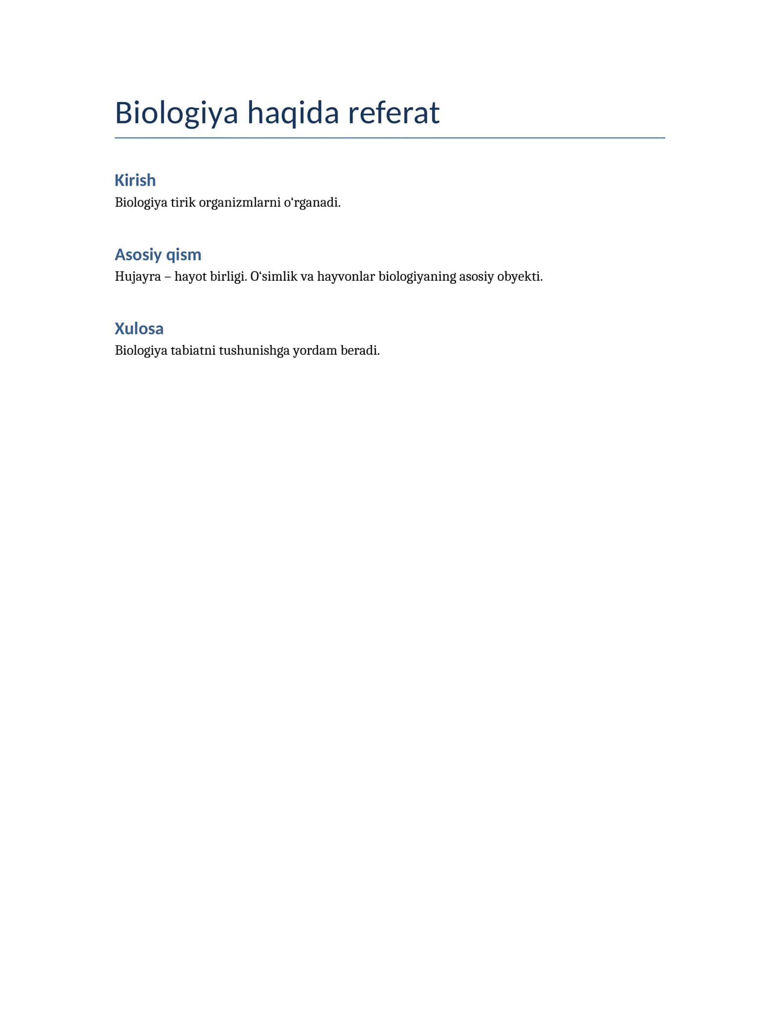Biologiya haqida referat 1