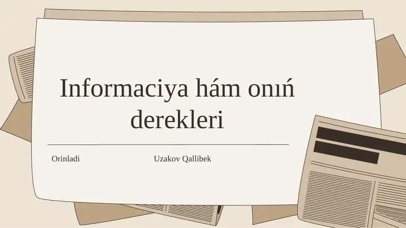 Informaciya hám onıń derekleri (Qaraqalpaq tilinde) 1
