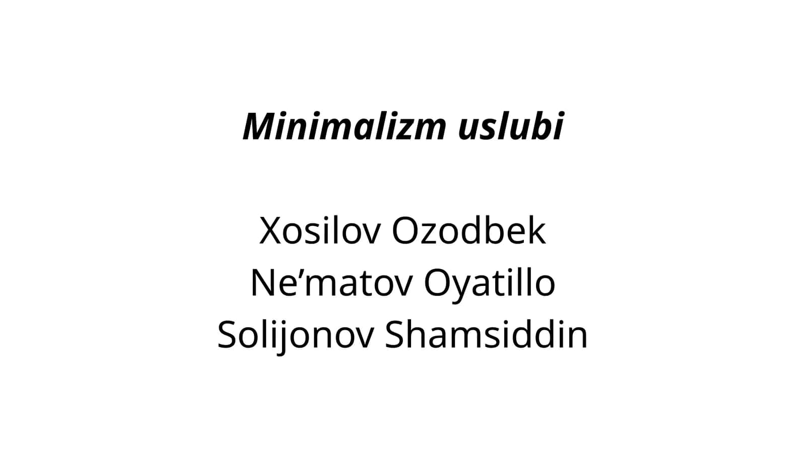 Minimalizm uslubi 1