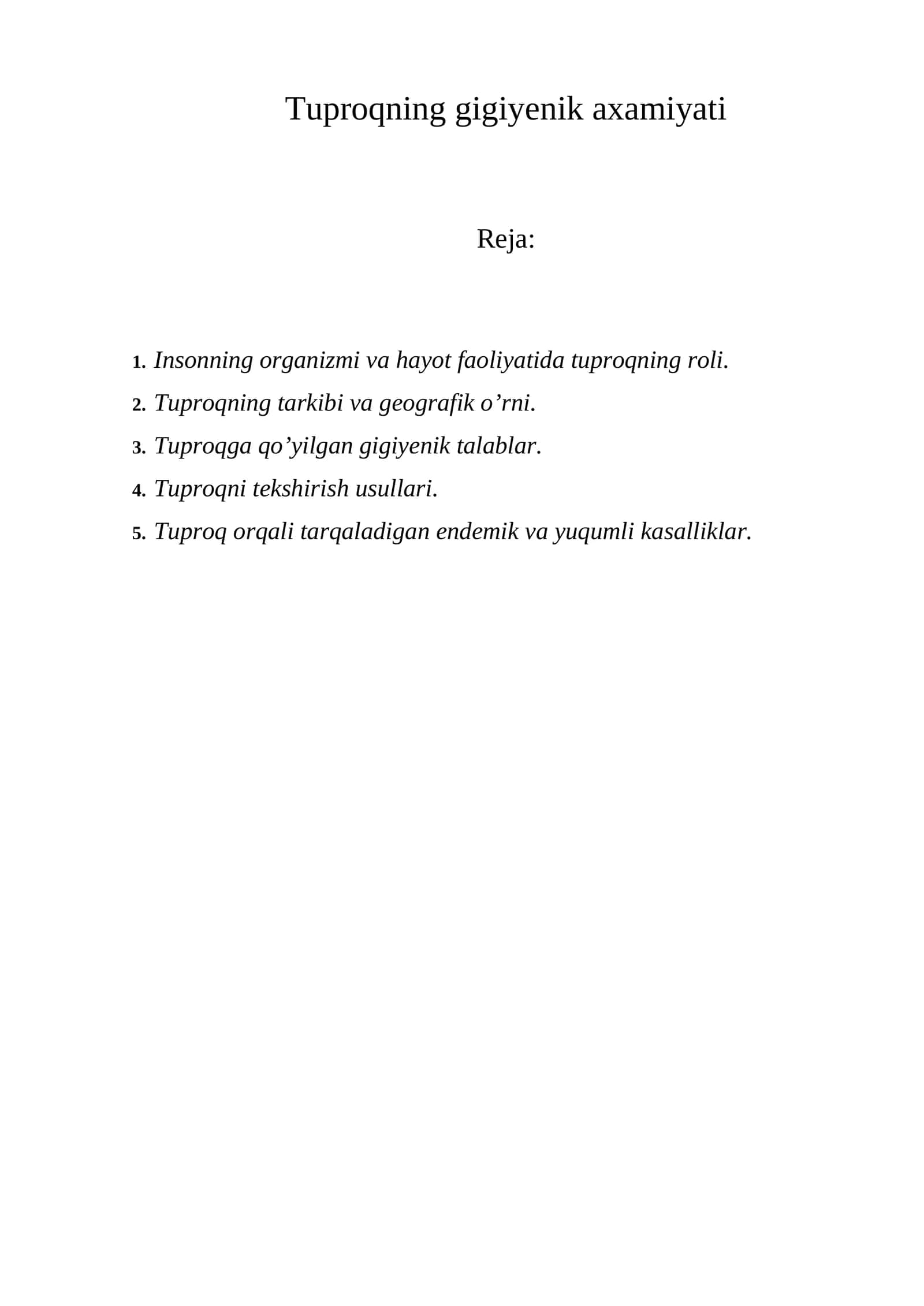 Tuproqning gigiyenik axamiyati 1
