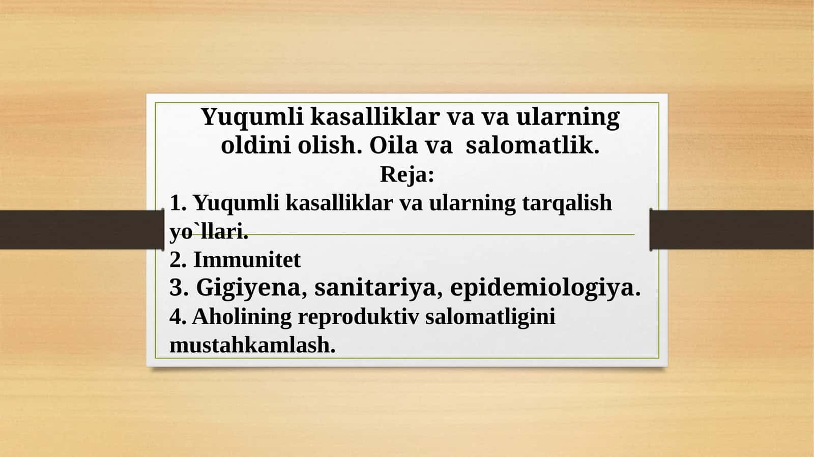 Yuqumlikasalliklar va vaularning oldini olish 1
