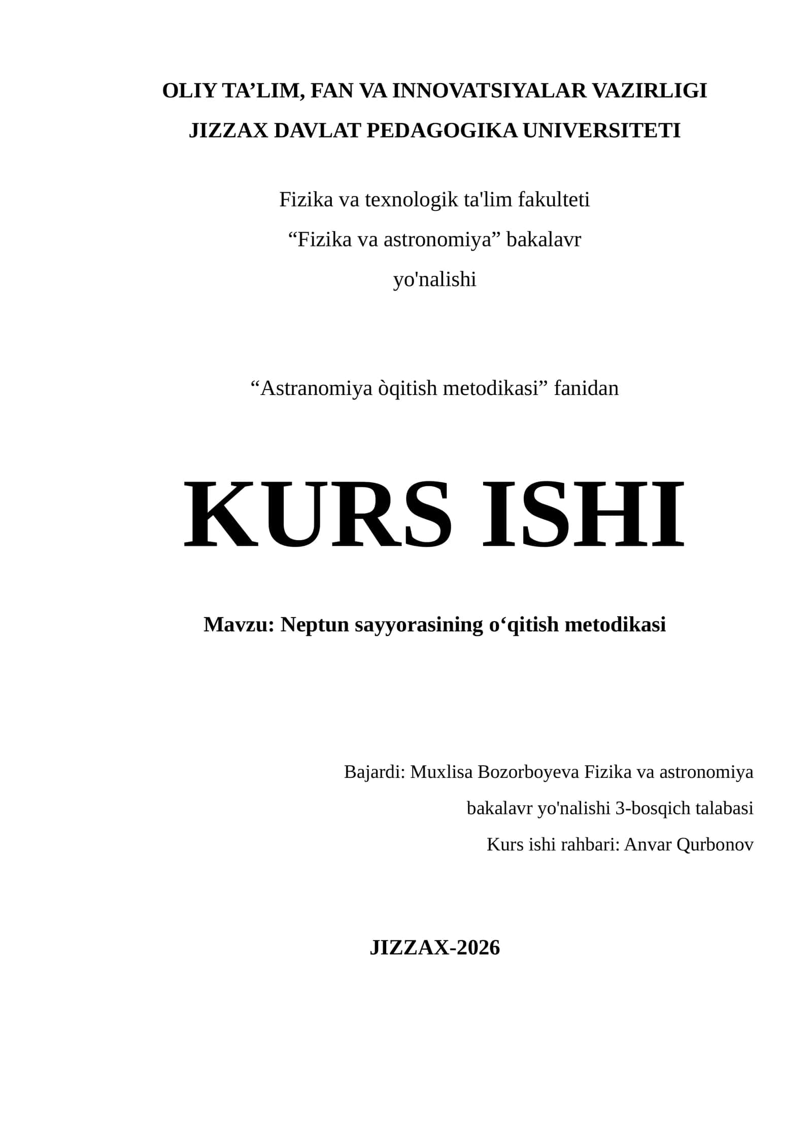 Neptun sayyorasining o‘qitish metodikasi 1