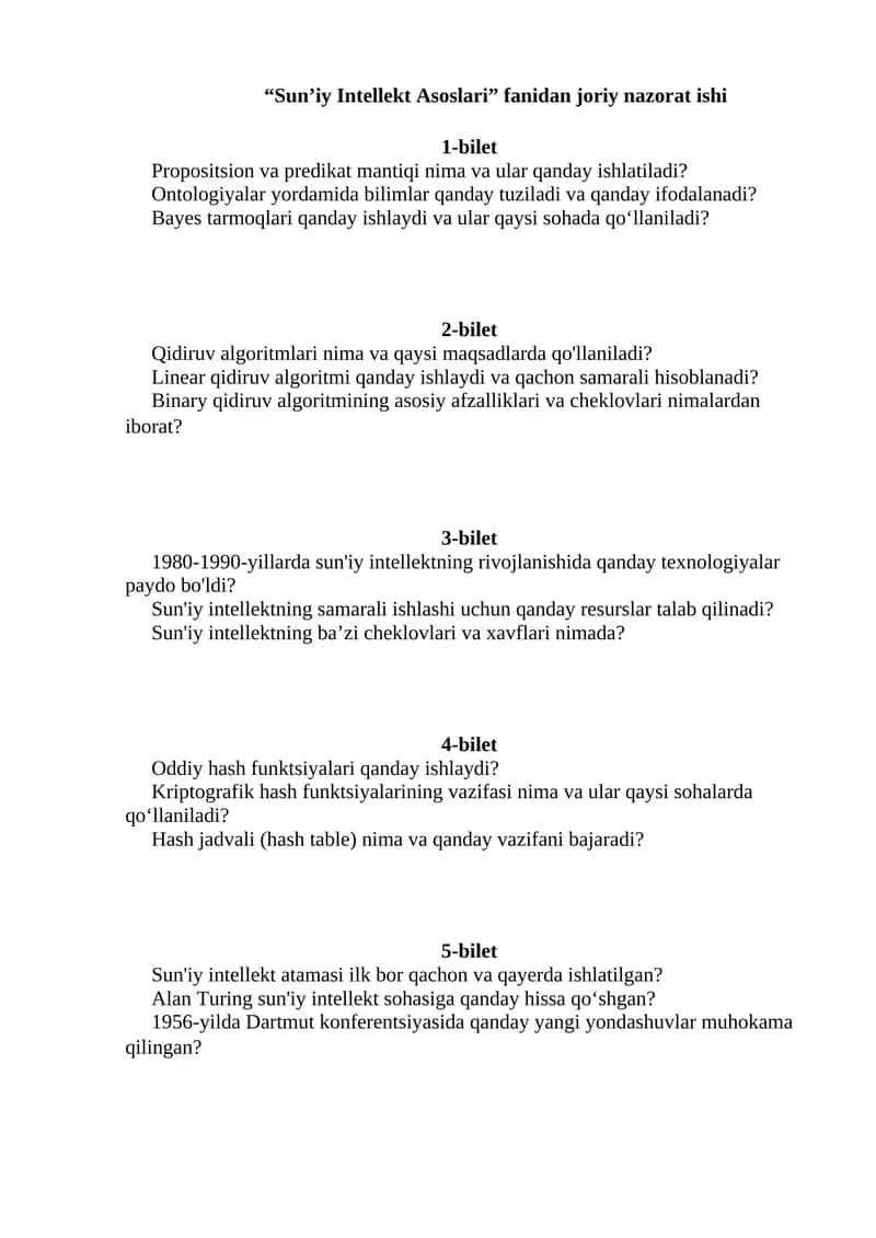 Sun'iy Intellekt Asoslari 1