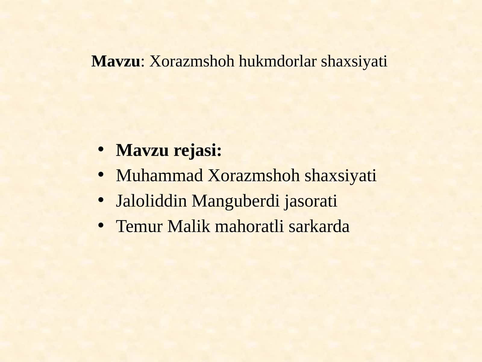 Xorazmshoh hukmdorlar shaxsiyati 1