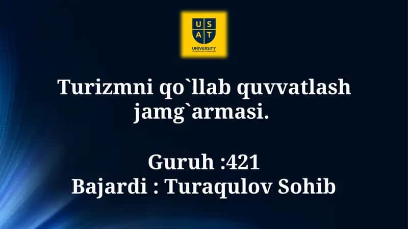Turizmni qo`llab-quvvatlash jamg`armasi 1