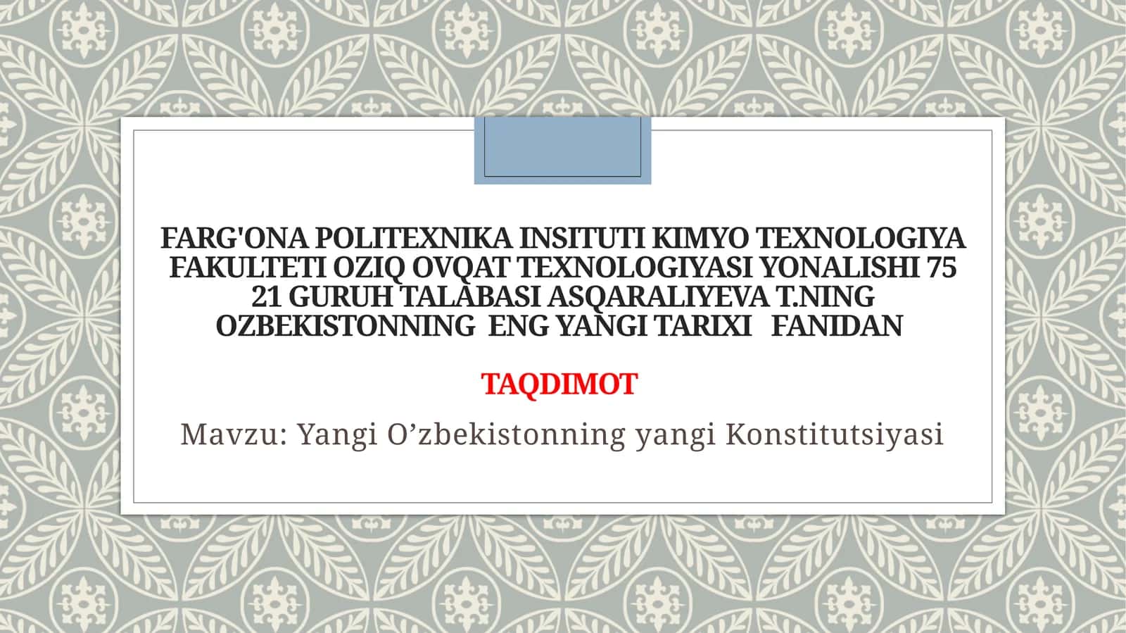 Yangi O’zbekistonning yangi Konstitutsiyasi 1