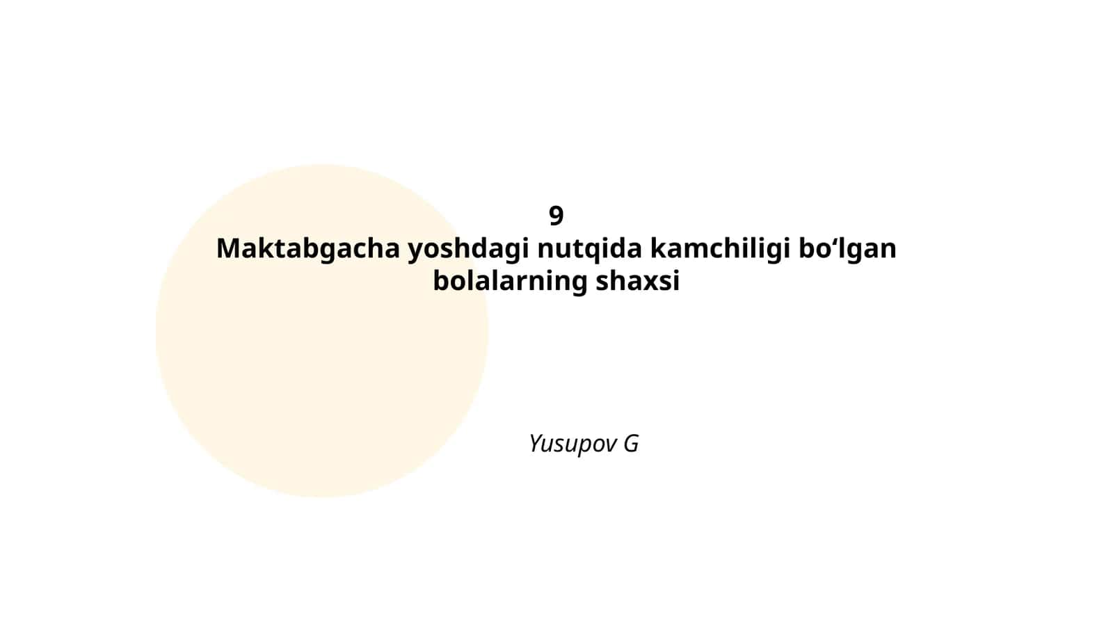 Nutqiy rivojlanish va shaxs shakllanishi 1