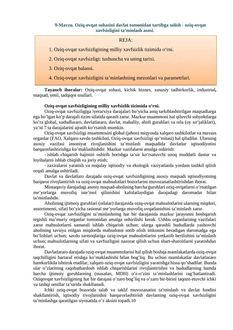 Oziq-ovqat xavfsizligi 1