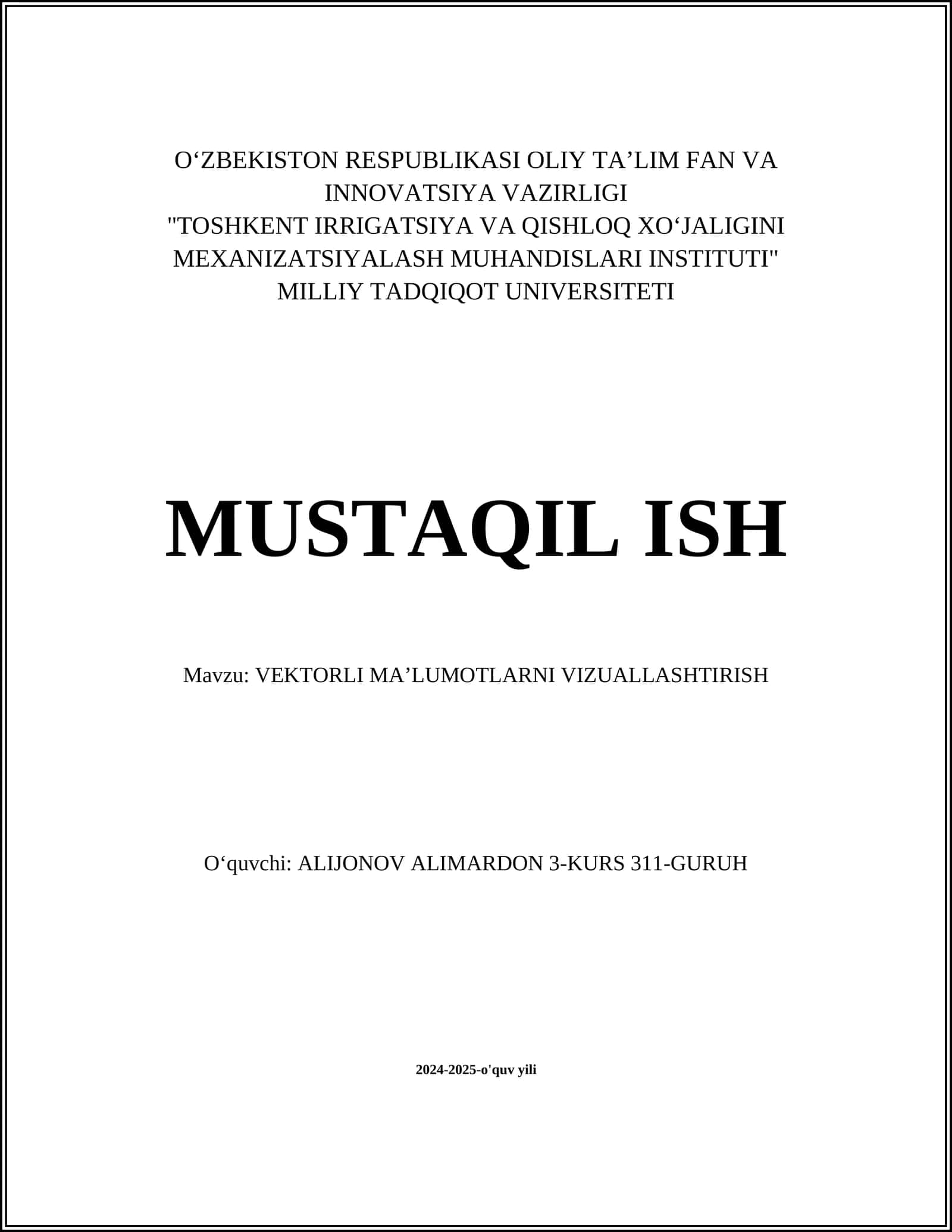 VEKTORLI MAʼLUMOTLARNI VIZUALLASHTIRISH 1