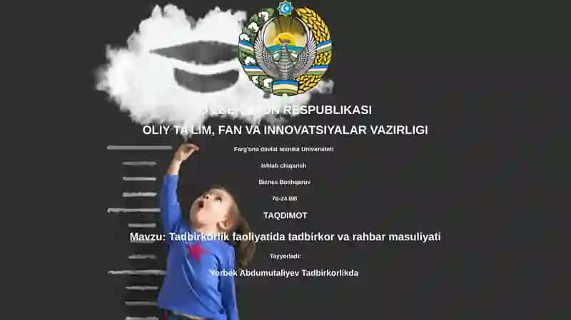 Tadbirkorlik faoliyatida tadbirkor va rahbar masuliyati