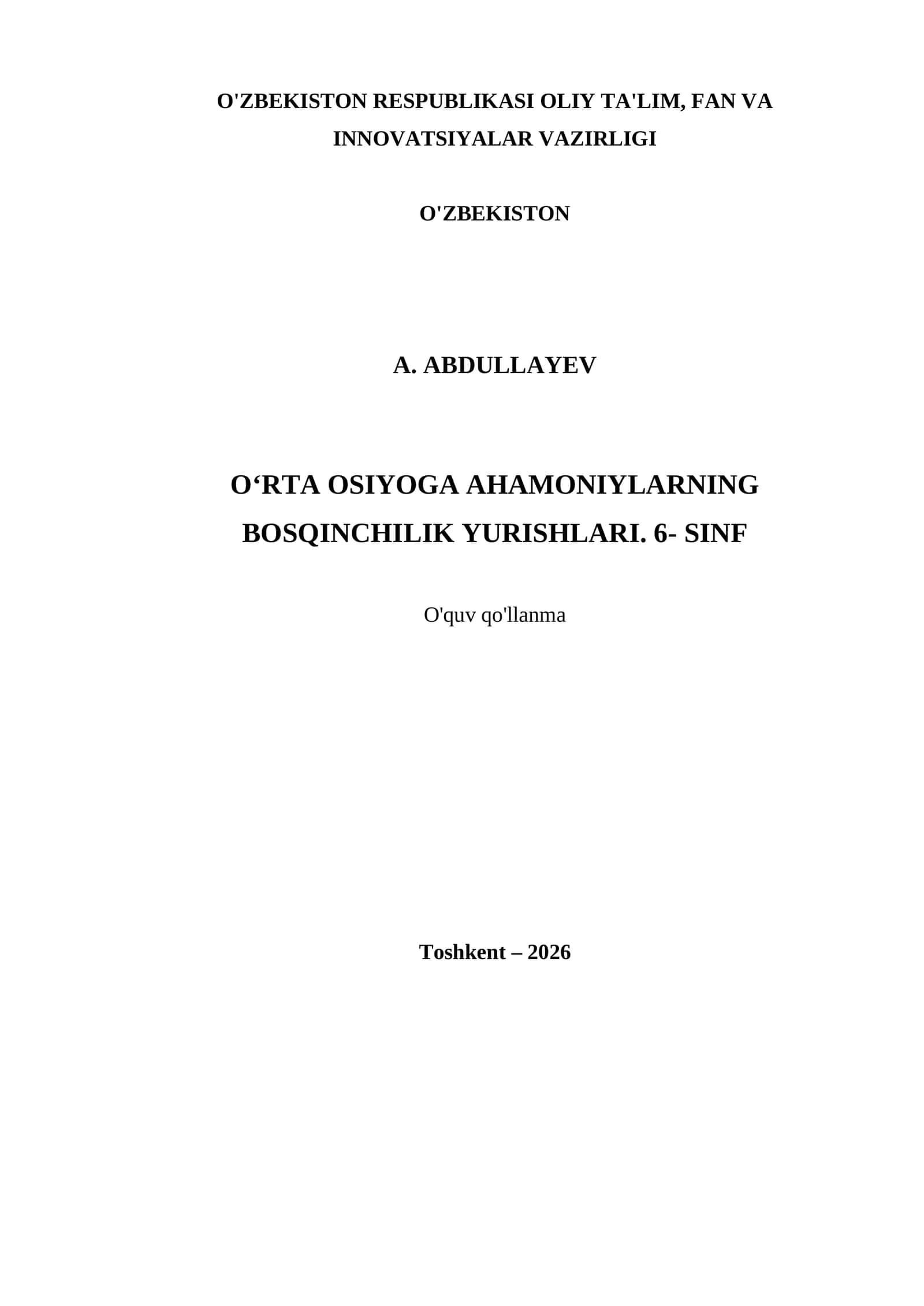 O‘RTA OSIYOGA AHAMONIYLARNING BOSQINCHILIK YURISHLARI. 6- SINF 1