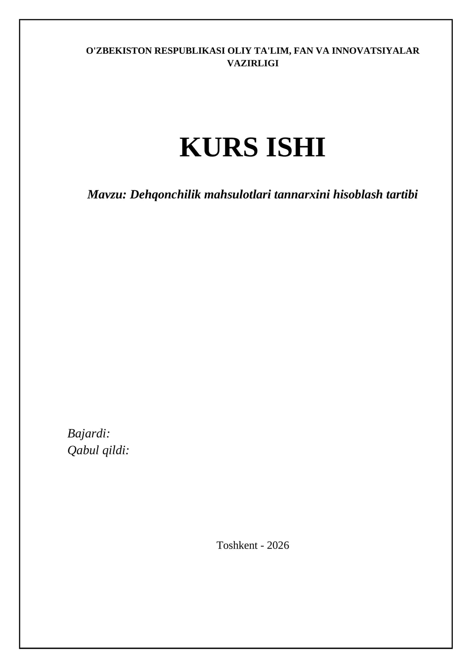 Dehqonchilik mahsulotlari tannarxini hisoblash tartibi 1