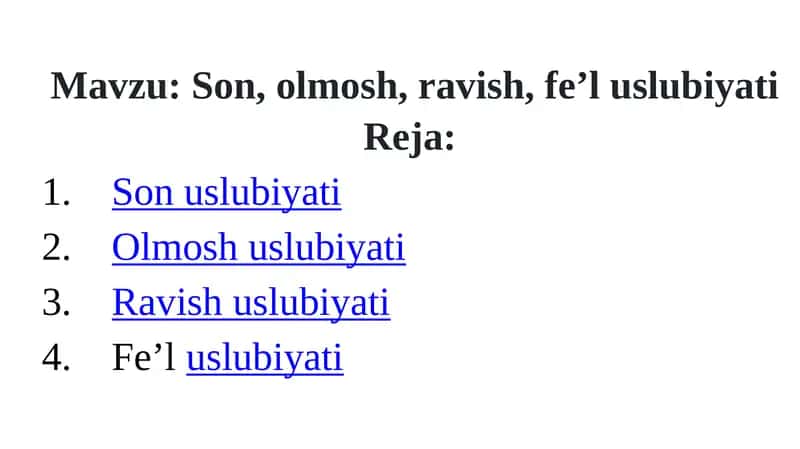 Son, olmosh, ravish, fe’luslubiyati 1