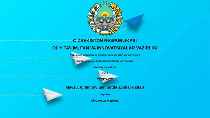 Ichtimoiy taminotda ayollar daftari 1