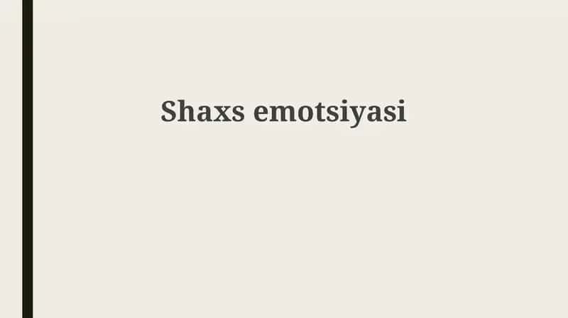 Shaxsiy hissiyotlar 1