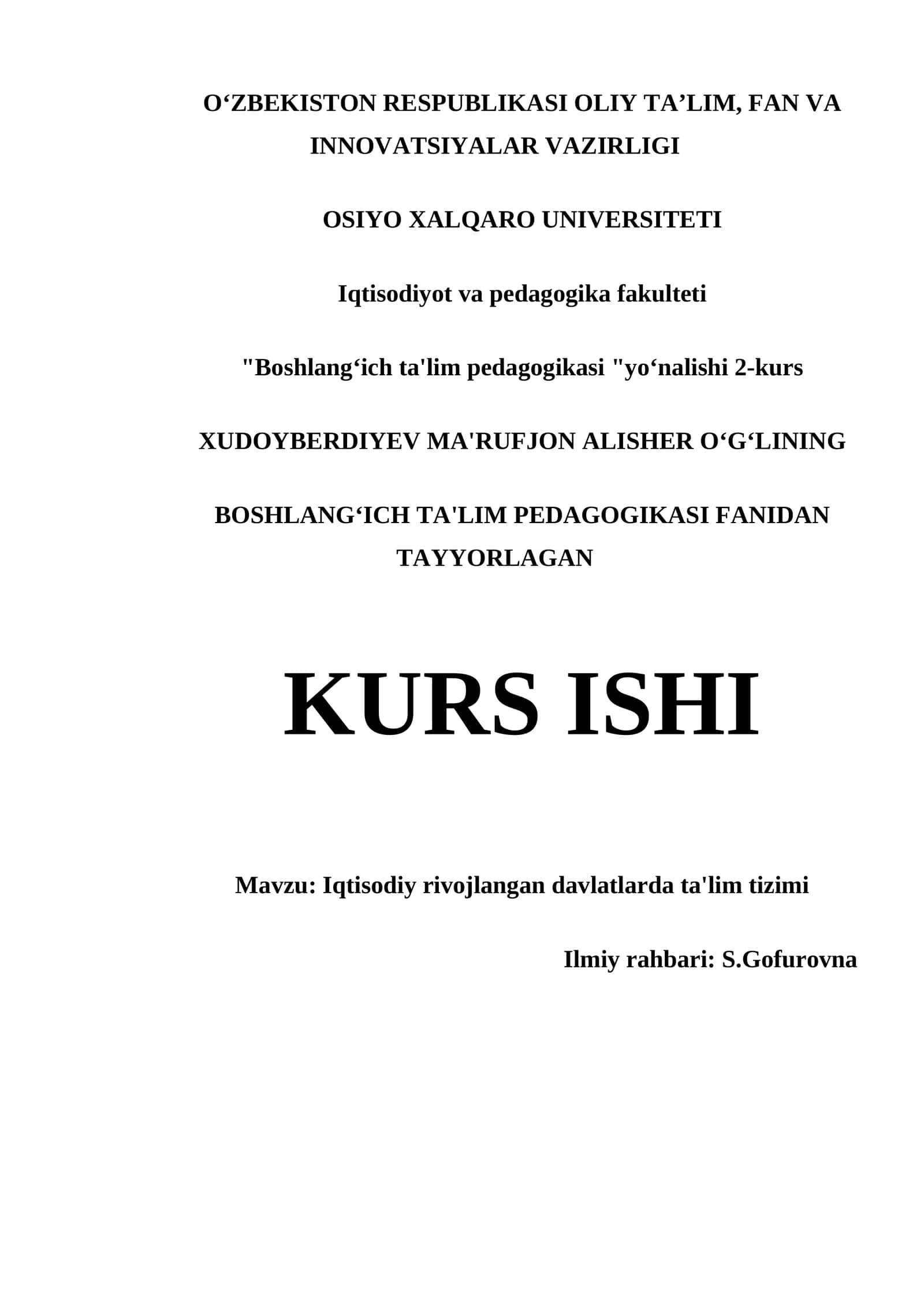 Iqtisodiy rivojlangan davlatlarda ta'lim tizimi 1