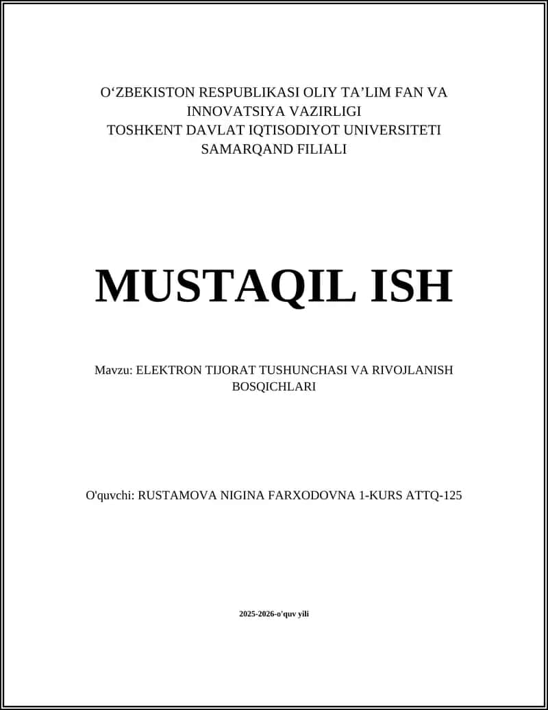 ELEKTRON TIJORAT TUSHUNCHASI VA RIVOJLANISH BOSQICHLARI 1