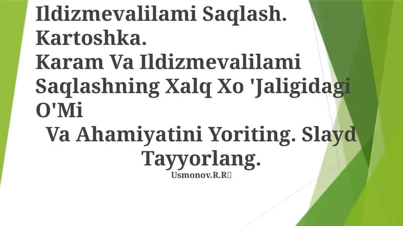 Kartoshka, Karam Va Ildizmevalilami Saqlash 1