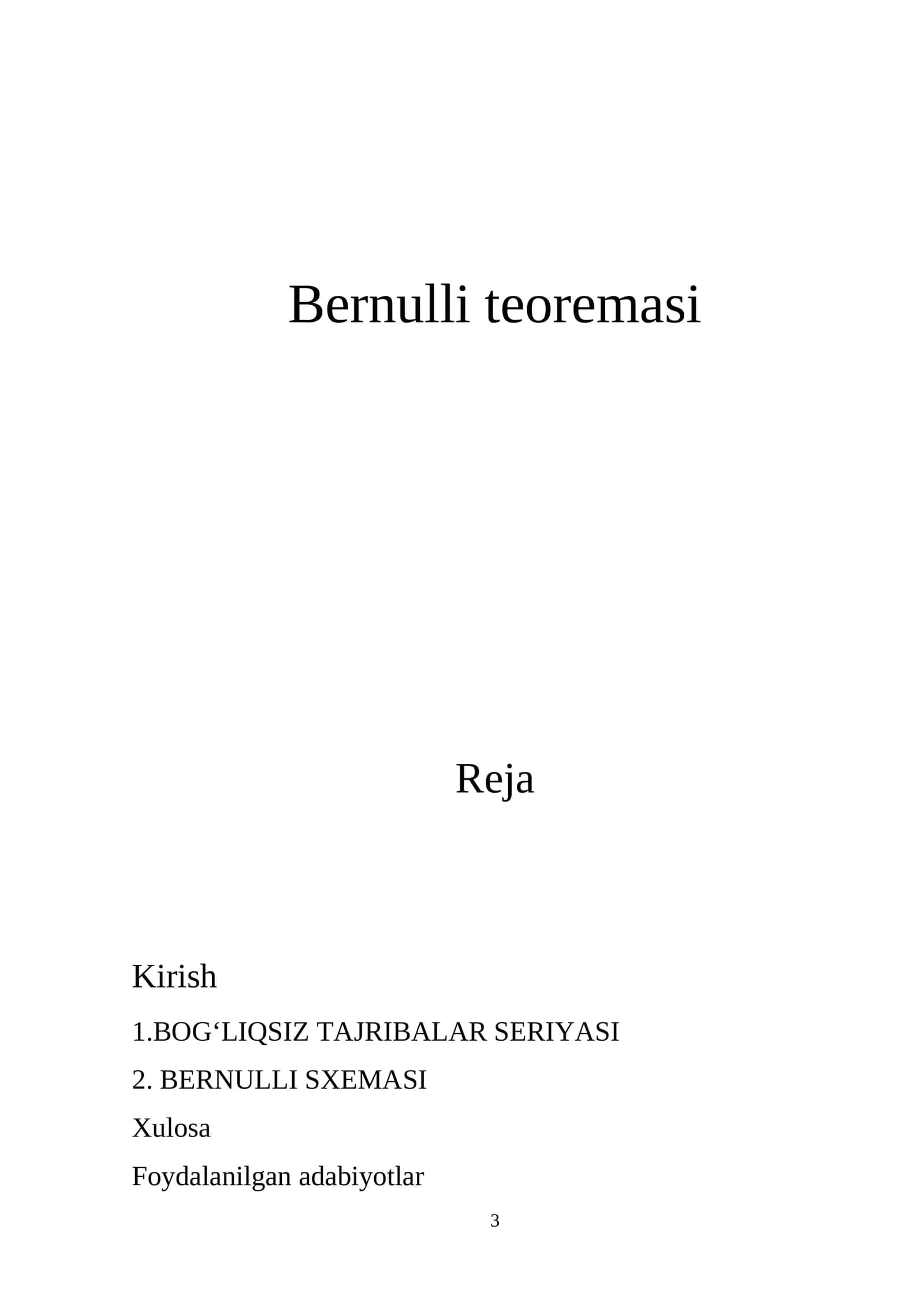 Bernulli teoremasi 1