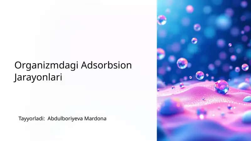 Organizmdagi Adsorbsion Jarayonlari 1