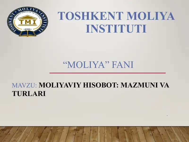 Moliyaviy hisobot 1