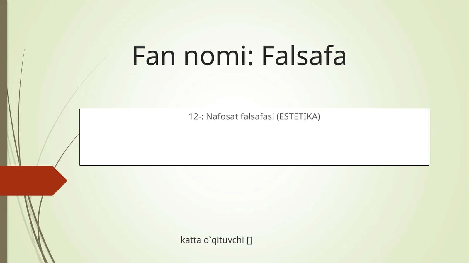 Nafosat falsafasi (ESTETIKA) 1