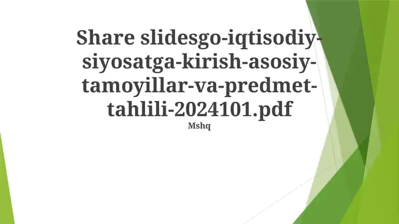 Iqtisodiy Siyosatga Kirish 1