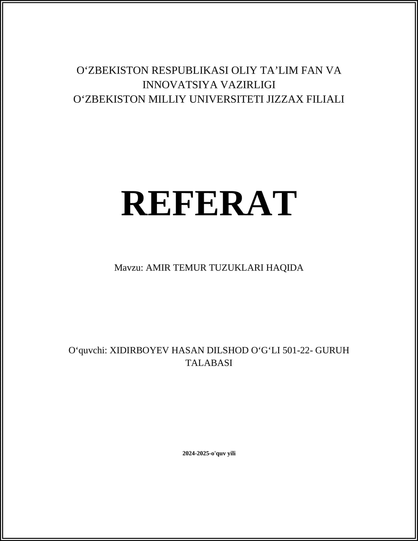 AMIR TEMUR TUZUKLARI HAQIDA 1