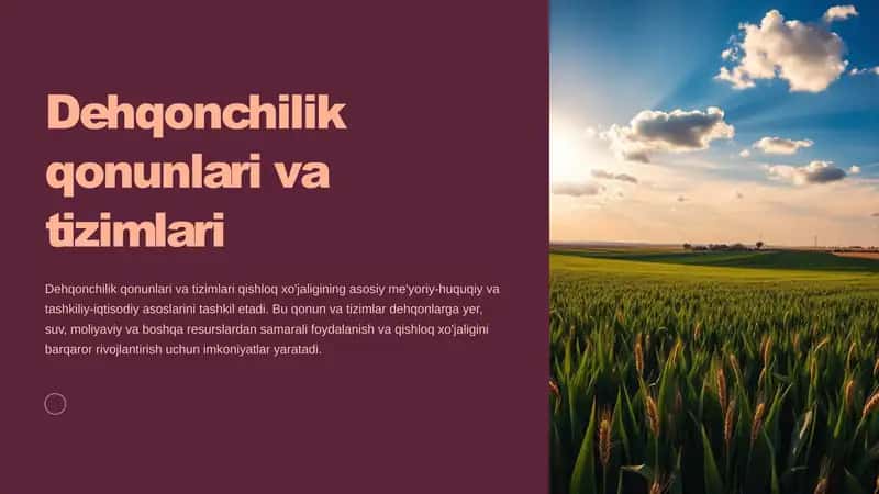 Dehqonchilik qonunlari va tizimlari 1