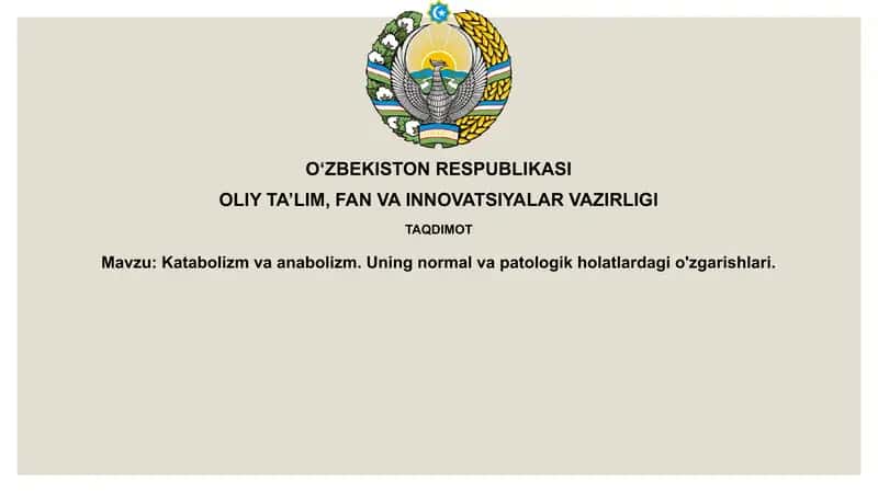Katabolizm va anabolizm 1