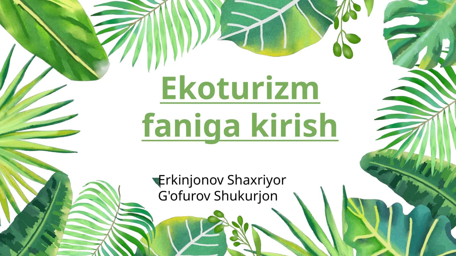 Ekoturizm faniga kirish 1