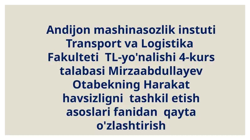 Yo`l transport xodisalari vaularning ko`rsatkichlari 1