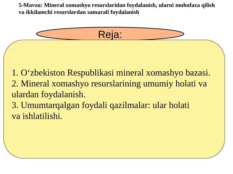 O‘zbekiston Respublikasi mineral xomashyo bazasi 1