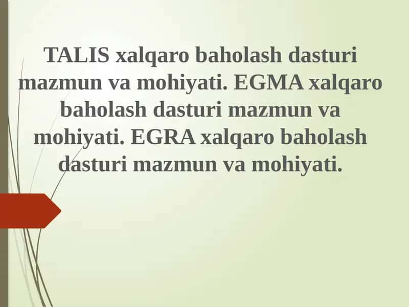 TALIS xalqaro baholash dasturi 1