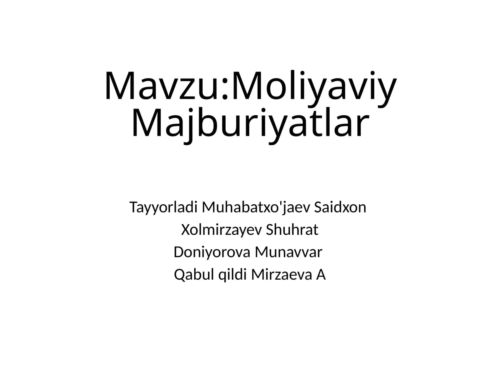 Moliyaviy Majburiyatlar 1