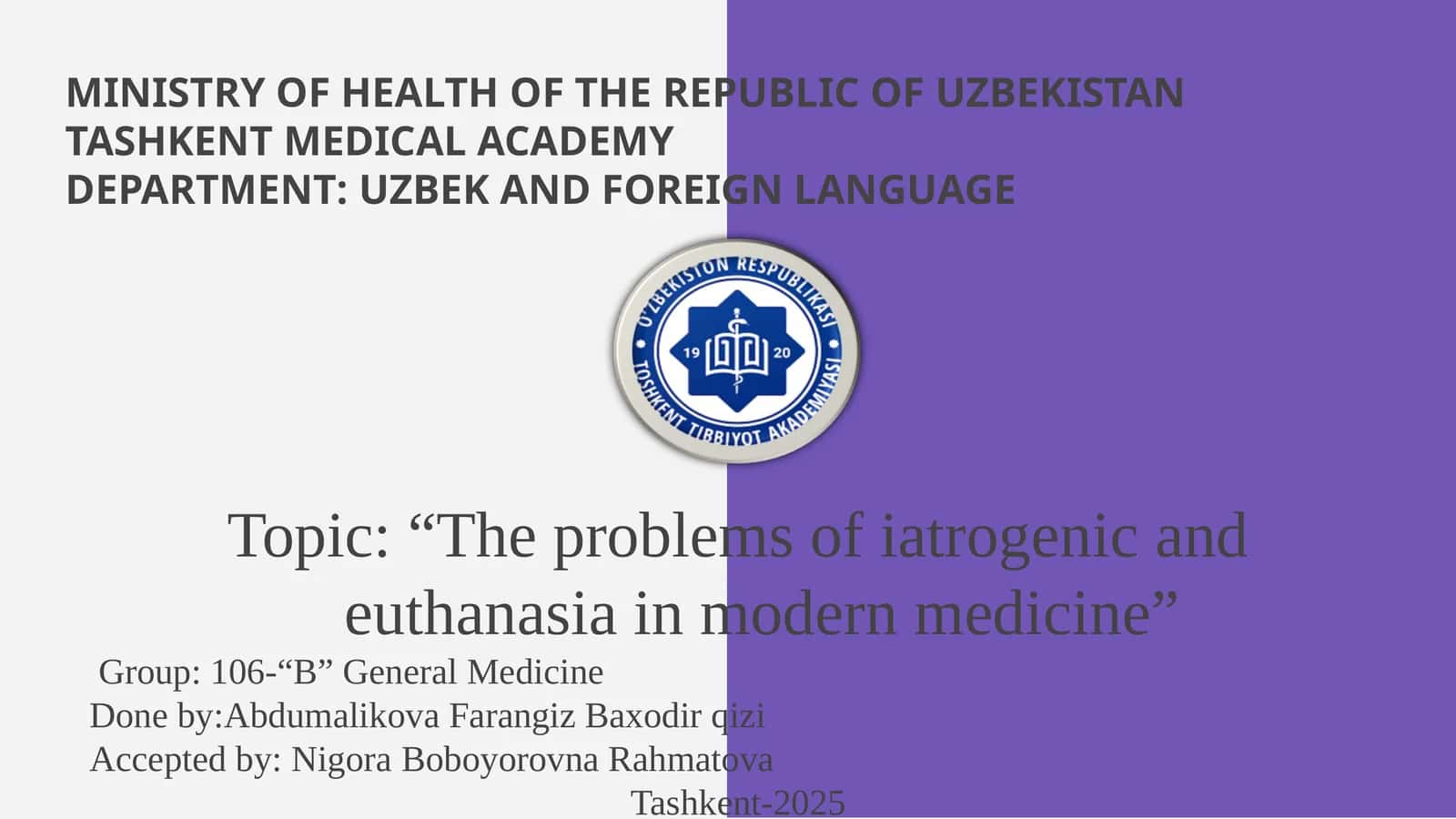 The problems of iatrogenic and euthanasia in modern medicine 1