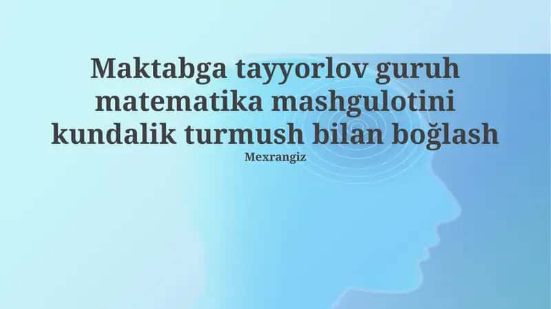 Matematika mashgalasi 1