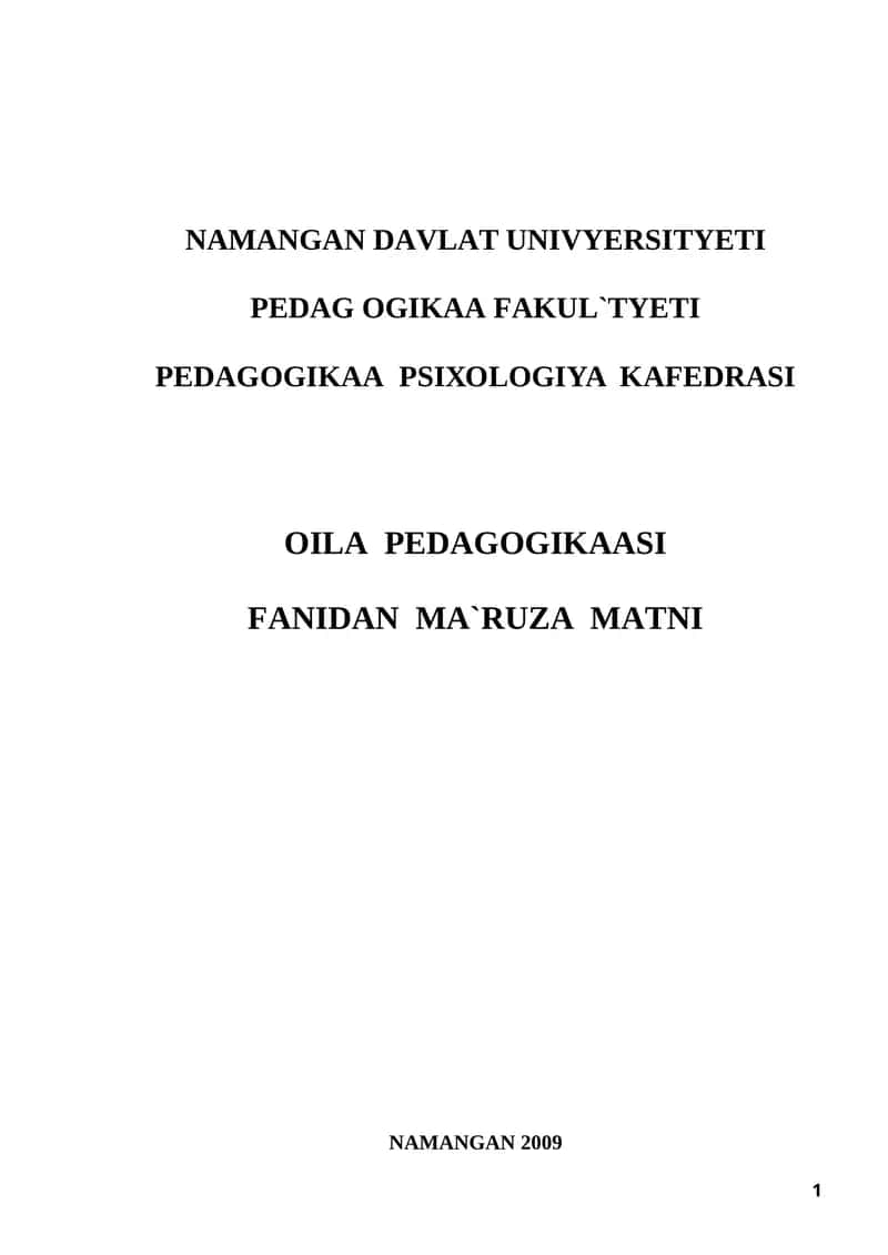 Оilа pedagogikasi 1