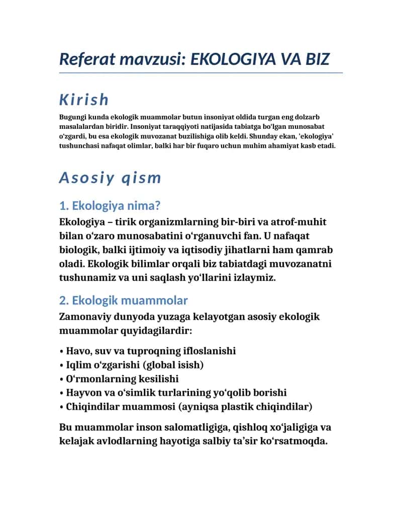 Ekologiya va biz 1