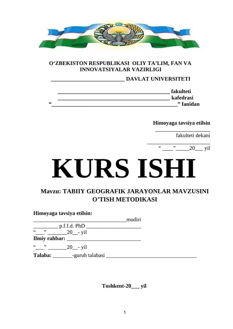 TABIIY GEOGRAFIK JARAYONLAR MAVZUSINI O’TISH METODIKASI 1