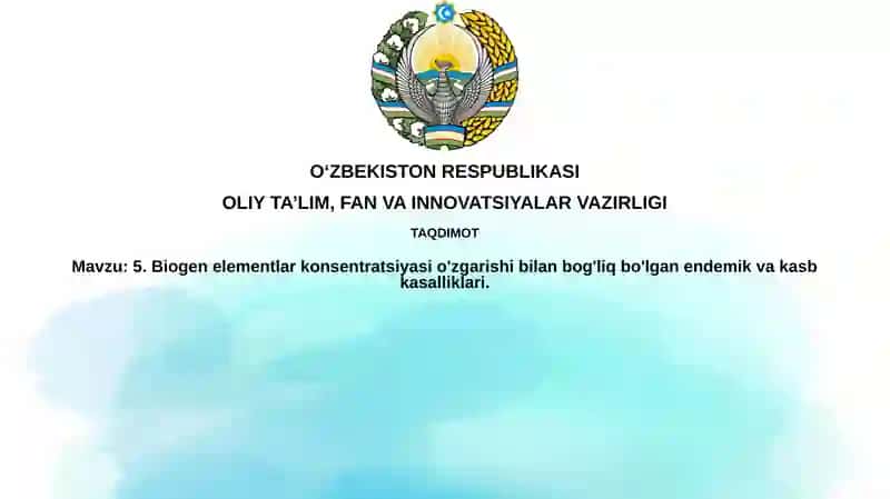 Biogenelementlar konsentratsiyasi bilan bog'liq endemik va kasbiy kasalliklar