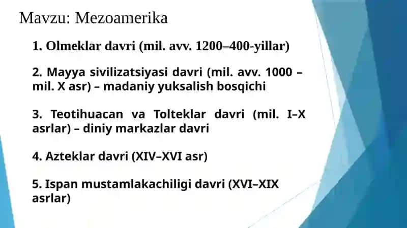 Mezoamerika mavzusida taqdimot