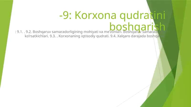 Korxona qudratini boshqarish 1
