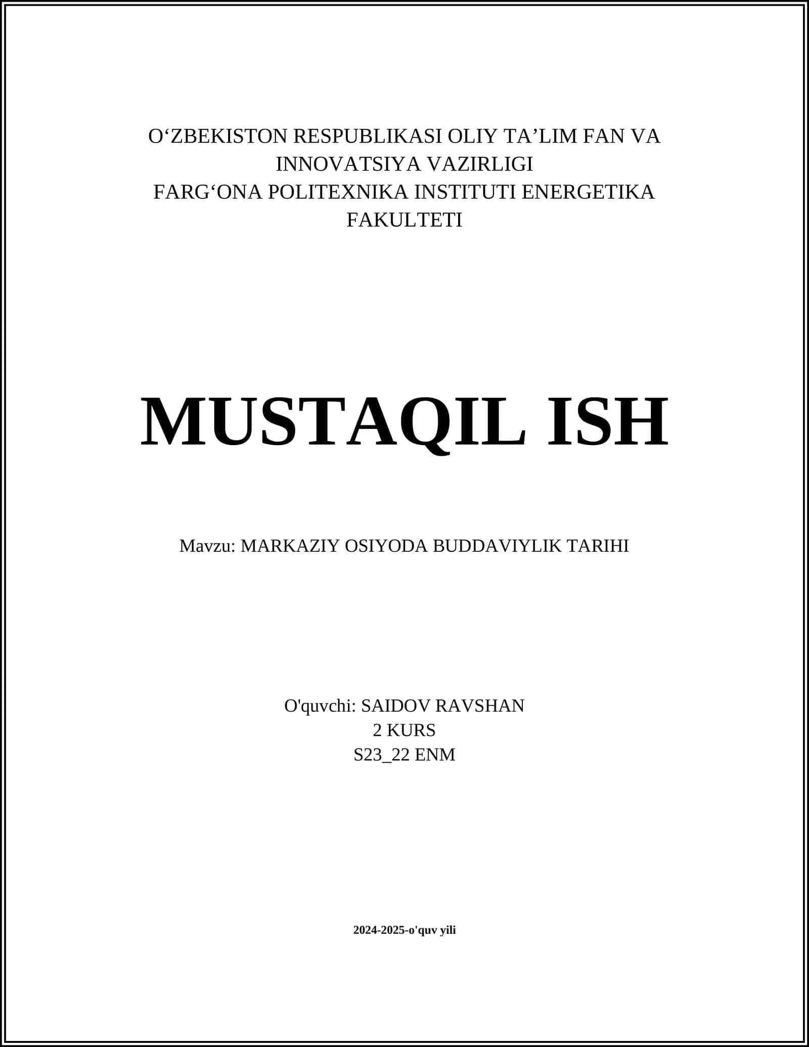 MARKAZIY OSIYODA BUDDAVIYLIK TARIHI 1