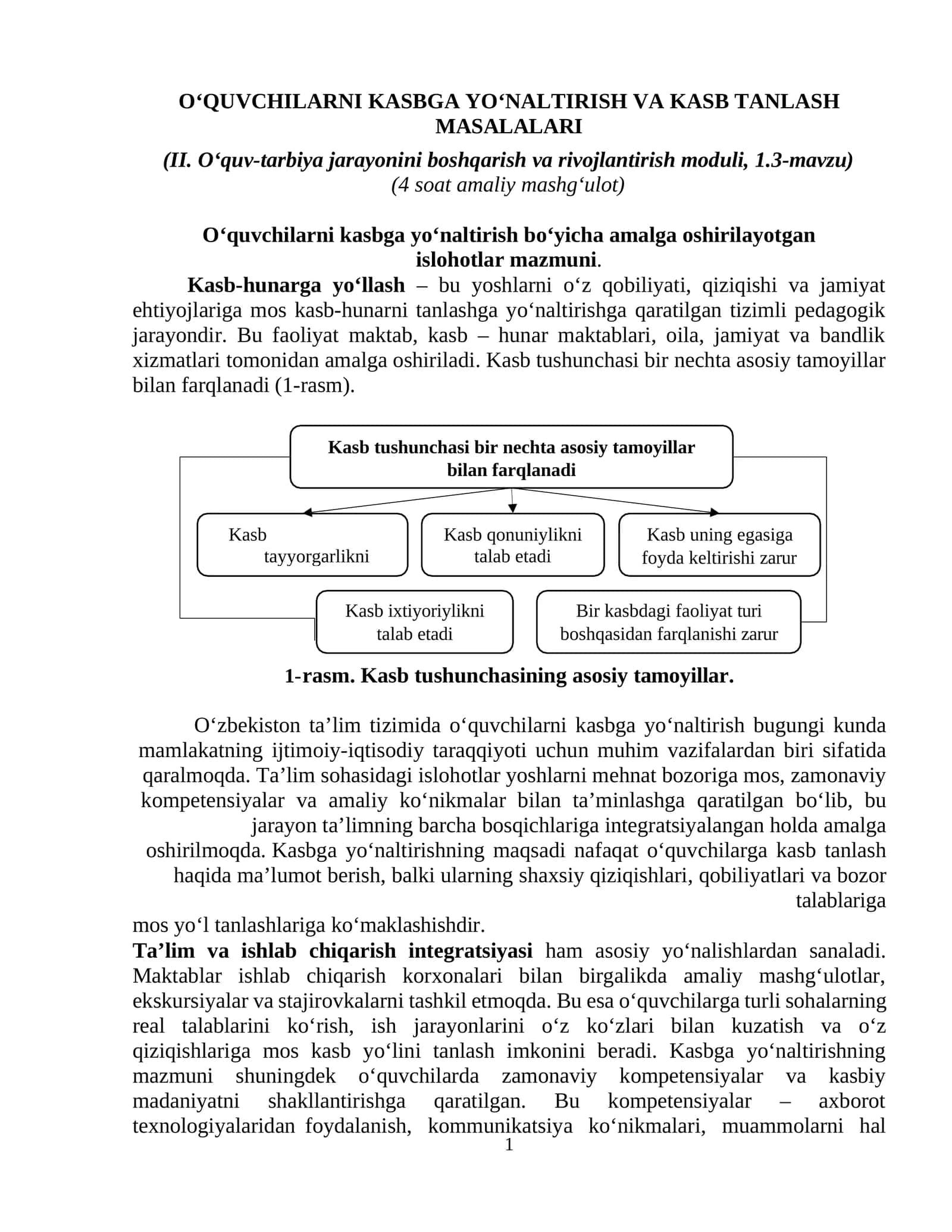 O‘QUVCHILARNI KASBGA YO‘NALTIRISH VA KASB TANLASH MASALALARI 1