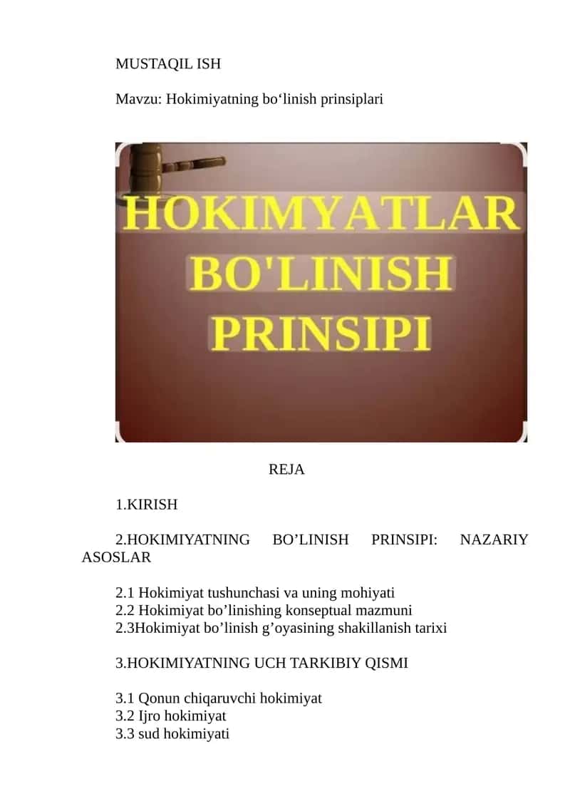 Hokimiyatning bo‘linish prinsiplari 1
