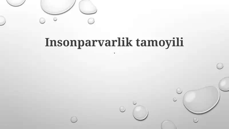 Insonparvarlik tamoyili 1