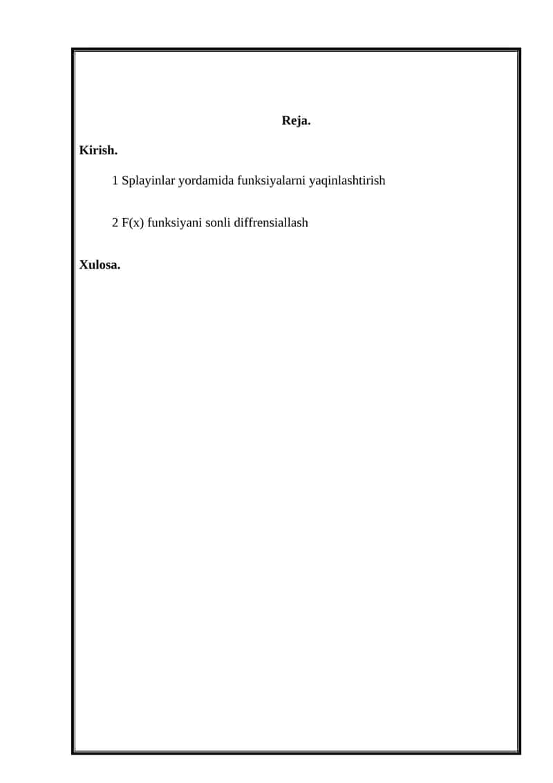 Interpolyatsion kubik splaynlar 1