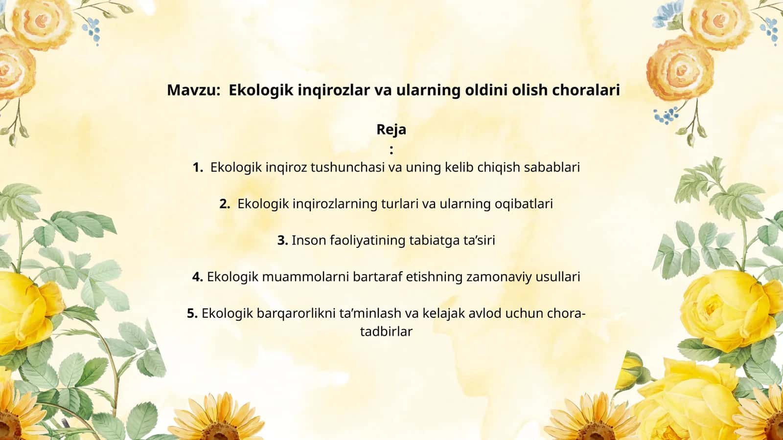 Ekologik inqirozlar va ularning oldini olish choralari 1