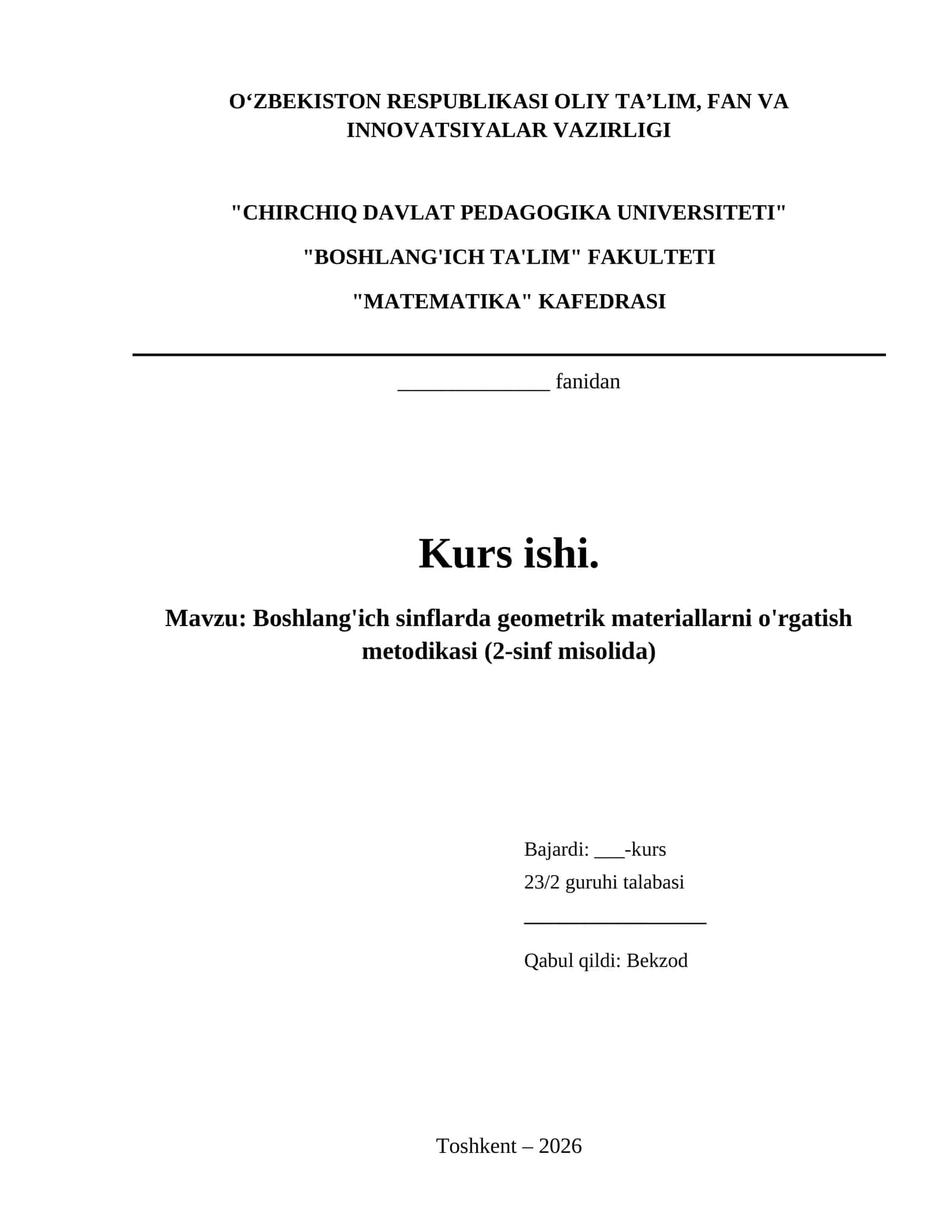 Boshlangʻich sinflarda geometrik materialni oʻrgatish metodikasi 1